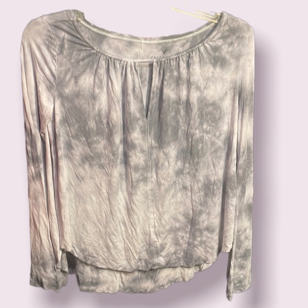 AMERICAN Eagle Outfitters Soft & Sexy Gray & White Tie Dye Long Sleeve